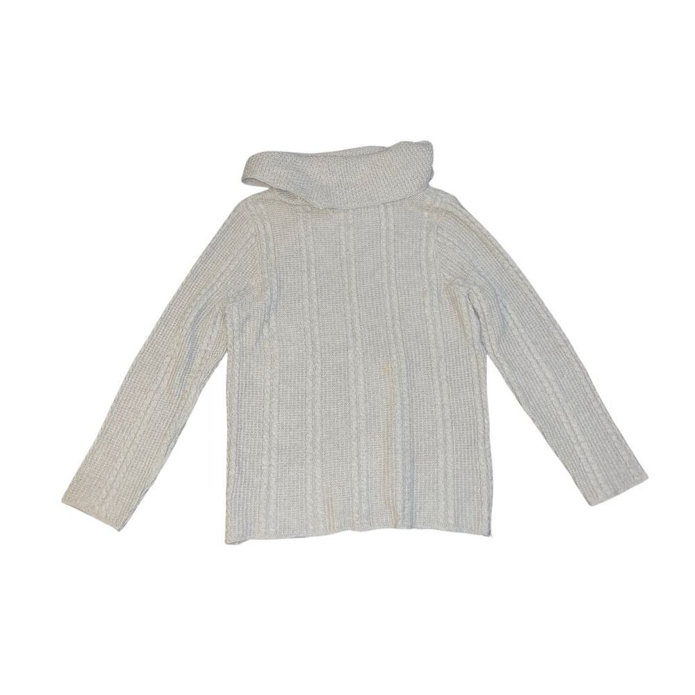 Jeanne Pierre Gray Chunky Knit Turtle Cowl Neck Sweater SZ XL 100% Cotton